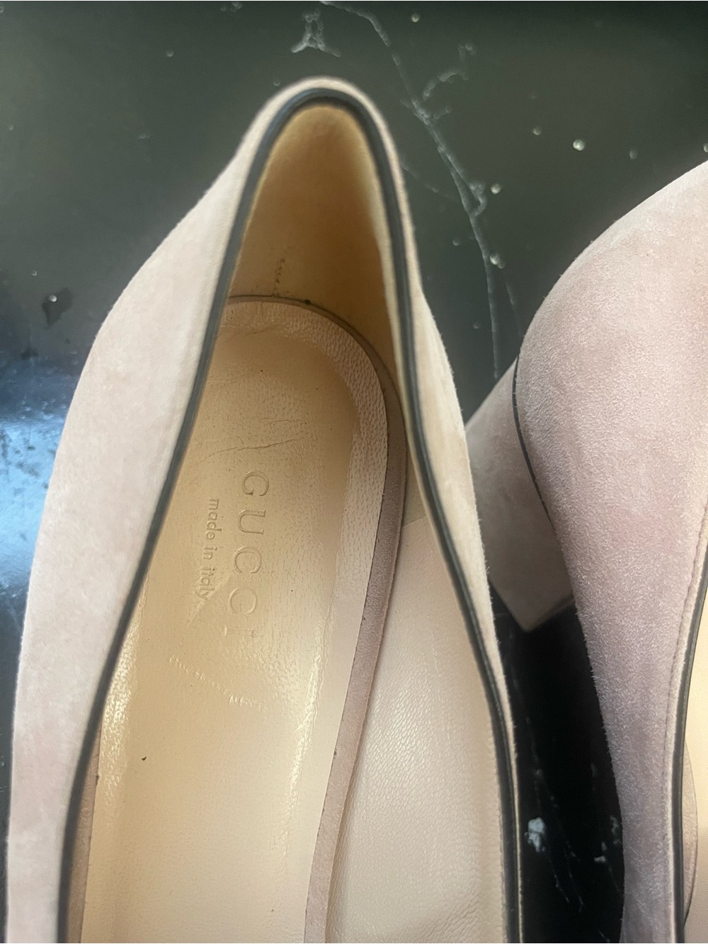 Gucci Pink Suede Fringe Loafers with Gold GG - Picture 8 of 16